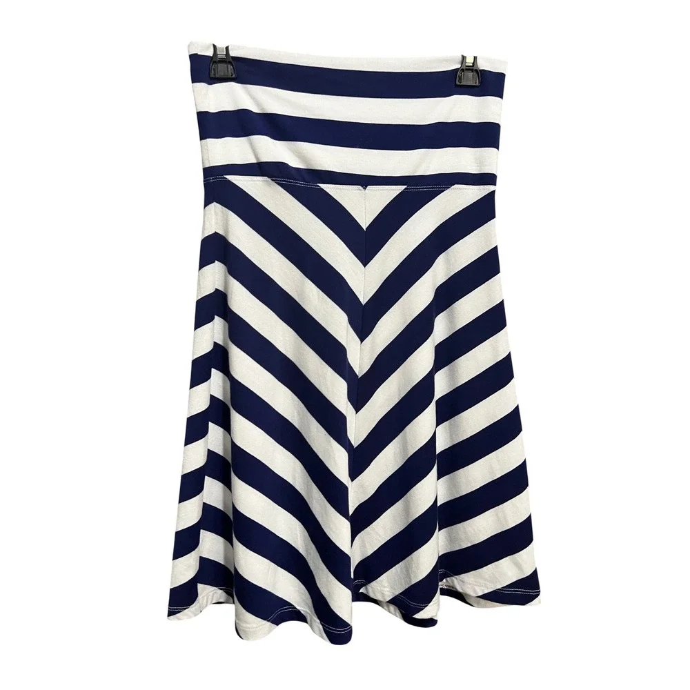NWT Old Navy Chevron Skirt Navy White Striped Size Small New Nautical